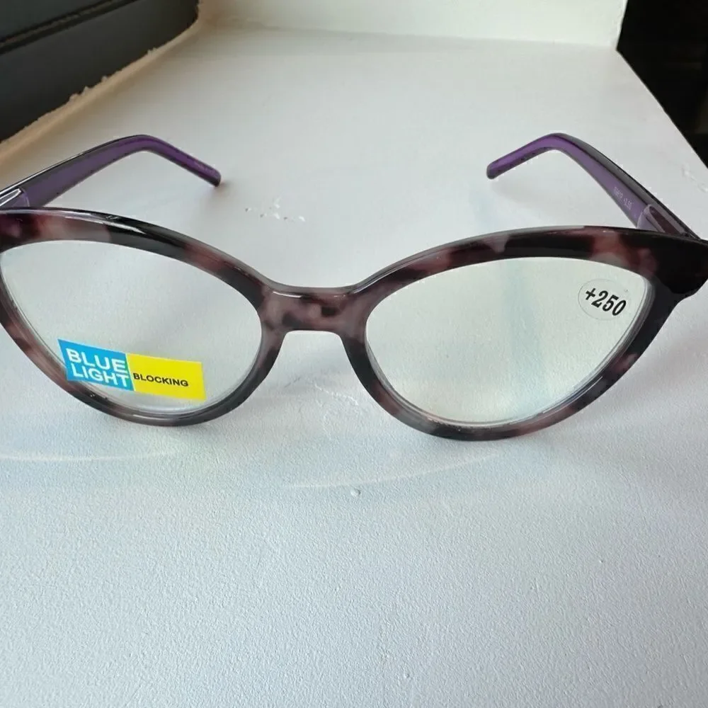 💼 Readers with Blue Light Protect. Colorful Contemporary Purple Cat Eye